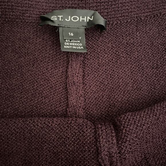 St John Santana Knit Pant Straight Purple Wool Blend Eggplant Elastic 16 XL - Picture 5 of 7